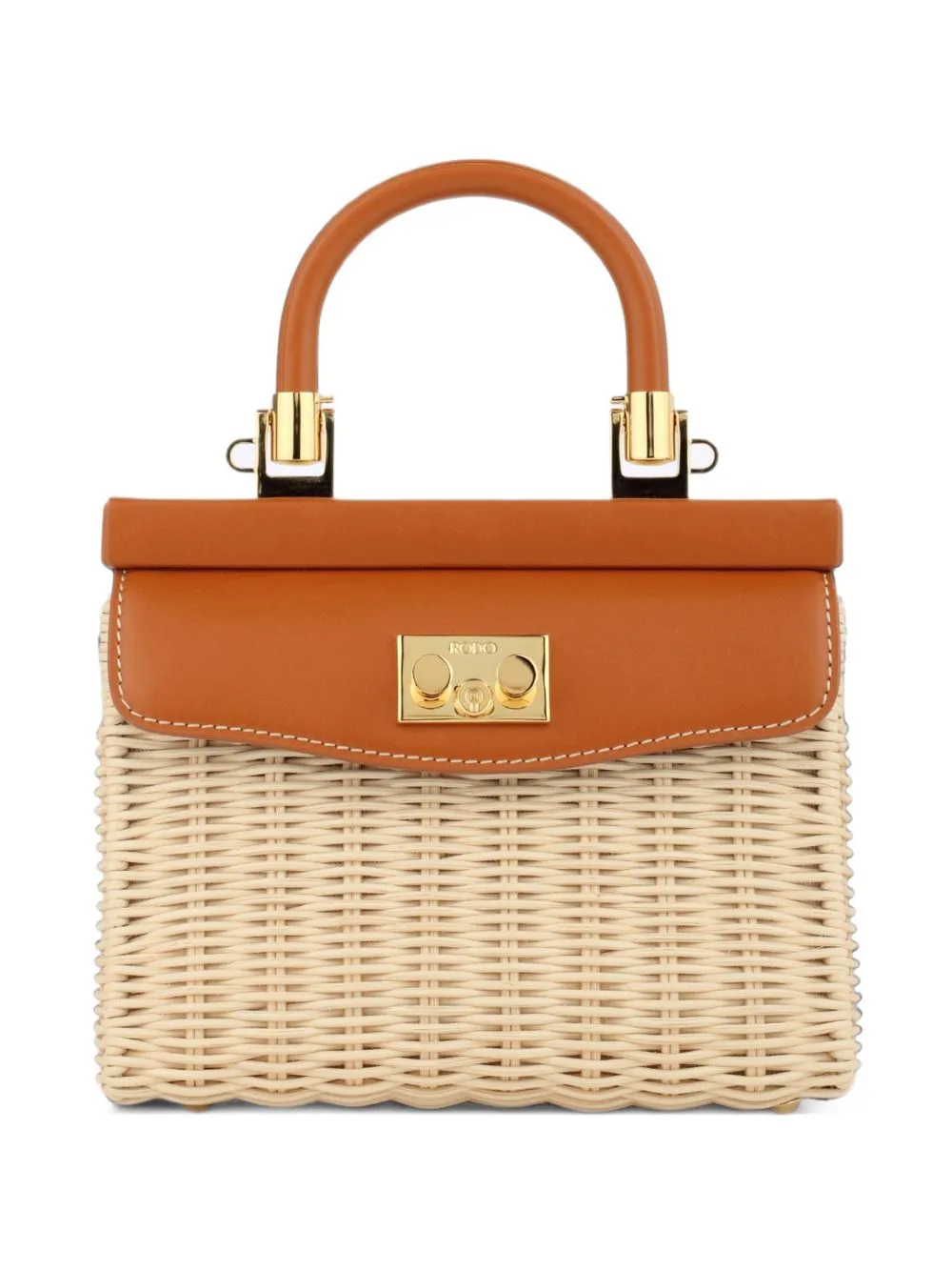 Calf Leather-Trim Clutch Bag by Rodo