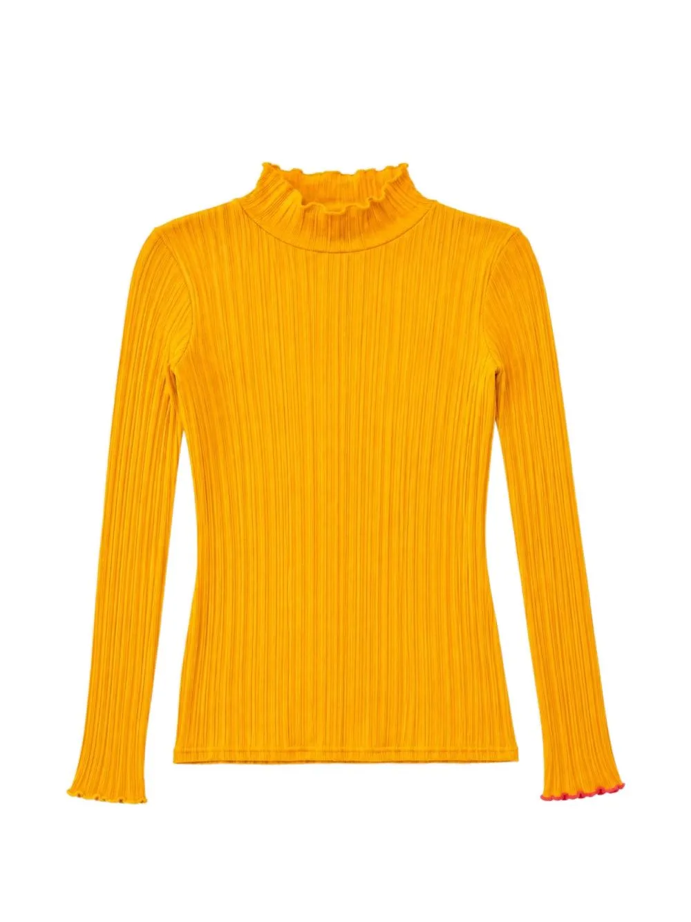 Ribbed-Knit Lettuce-Trim Top by La Fetiche