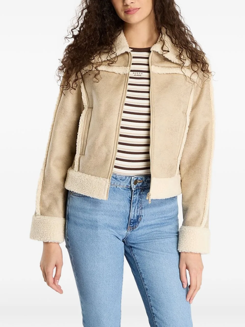 Faux-Shearling Trim Jacket