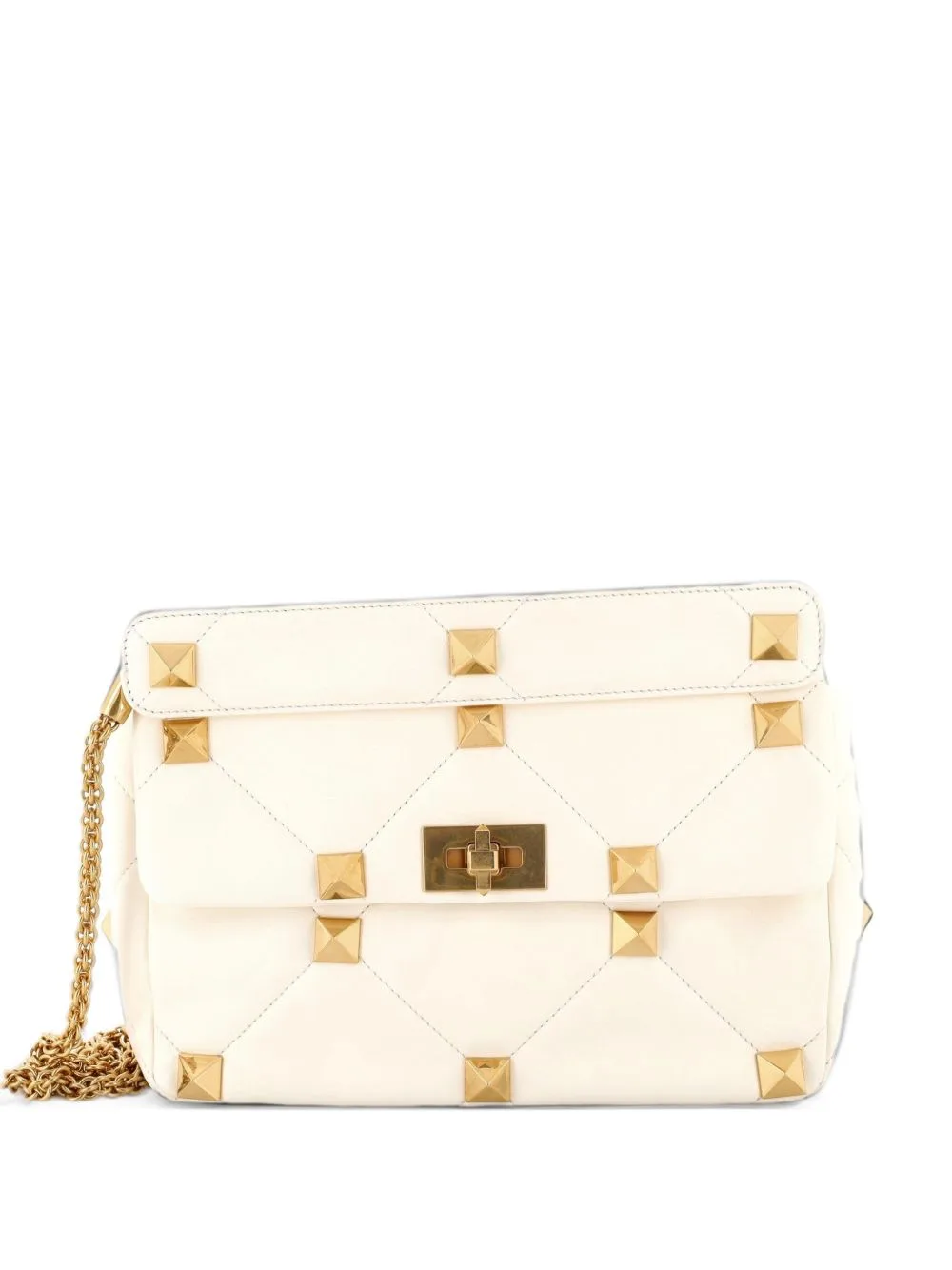 Roman Stud Flap Bag Quilted Leather Large Crossbody Bag by Valentino Garavani Pre-Owned