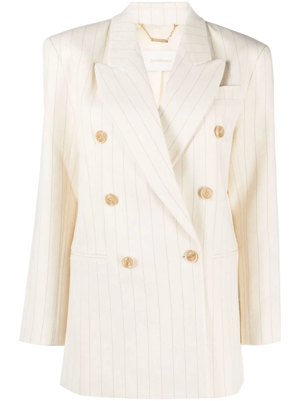 Luminosity Pinstriped Double-Breasted Blazer by ZIMMERMANN