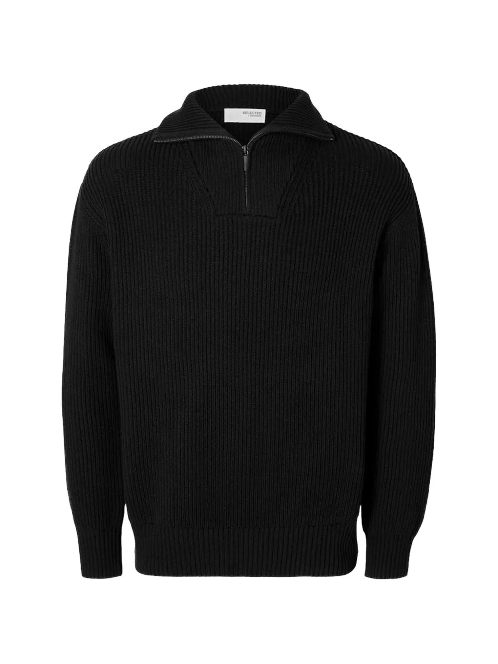 Ribbed-Knit Half-Zip Sweater by SELECTED