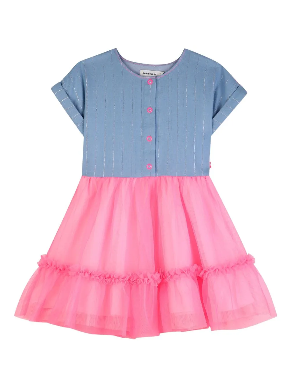 Striped-Pattern Ruffled-Detail Dress by Billieblush