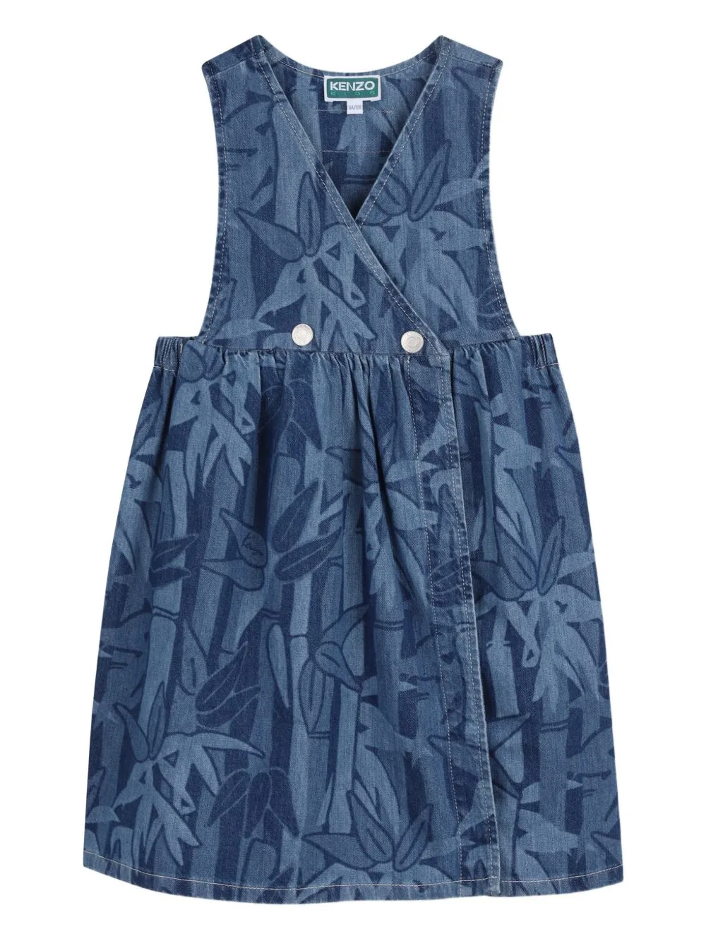 Foliage-Print Denim Dress by Kenzo Kids