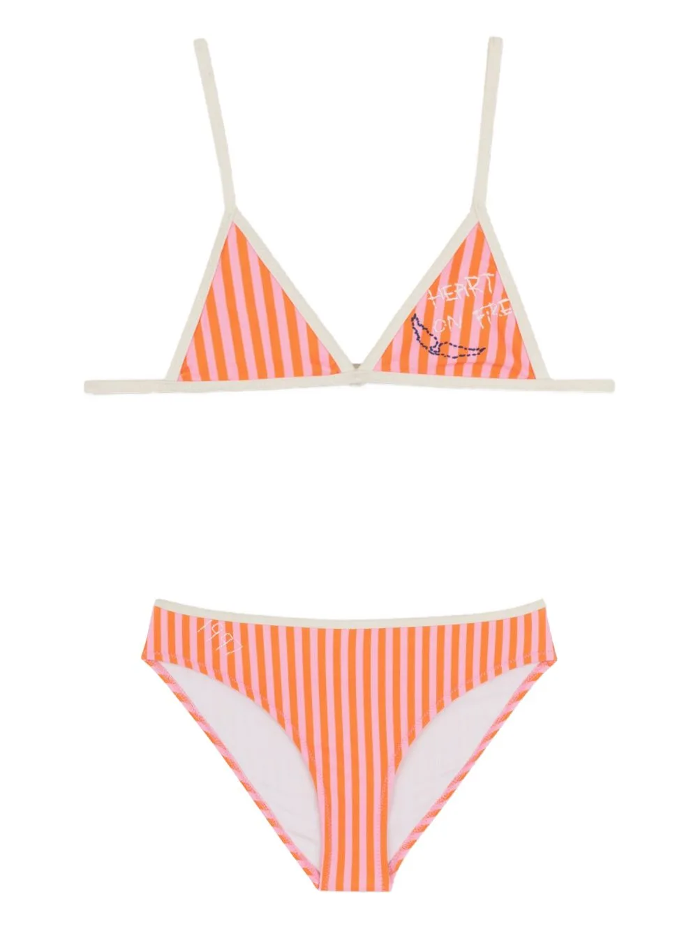 Striped-Detail Embroidered Bikini by Zadig & Voltaire Kids