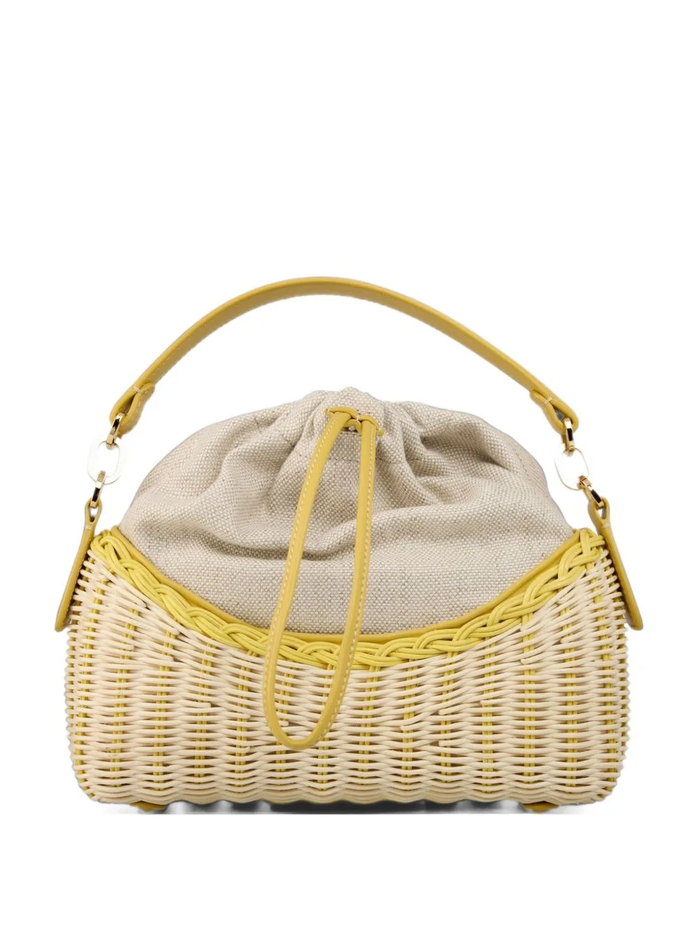 Woven-Wicker Drawstring Clutch Bag by Rodo