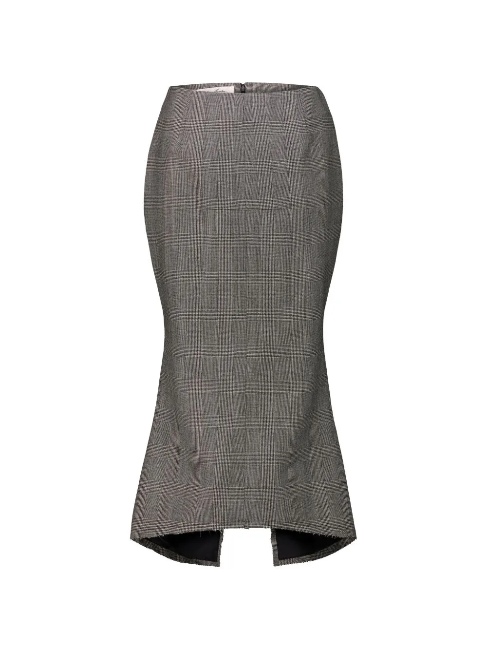 Madame Prince of Wales Check Frayed Midi Skirt by Matières Fécales