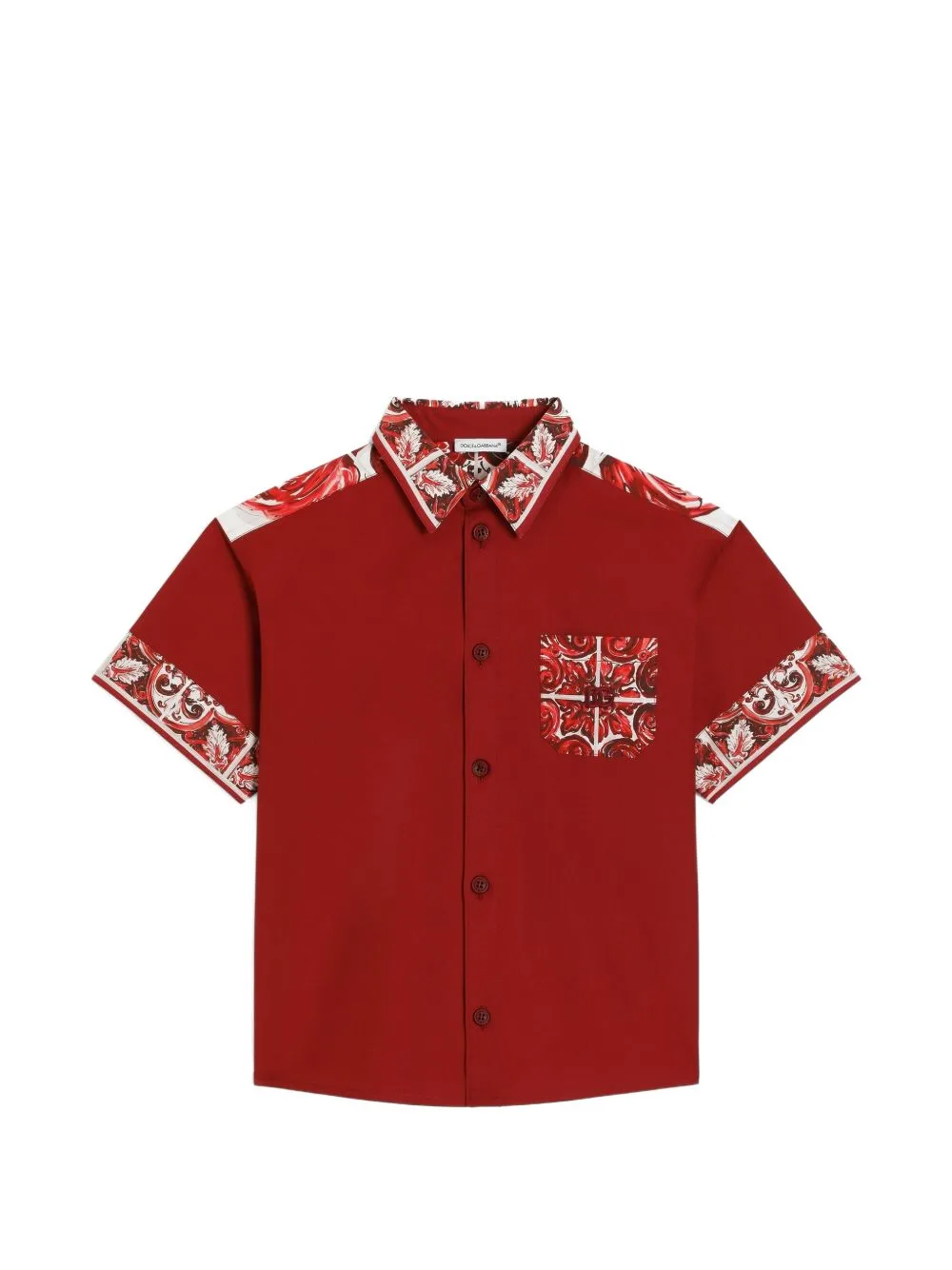 Majolica-Print Poplin Shirt by Dolce & Gabbana Kids
