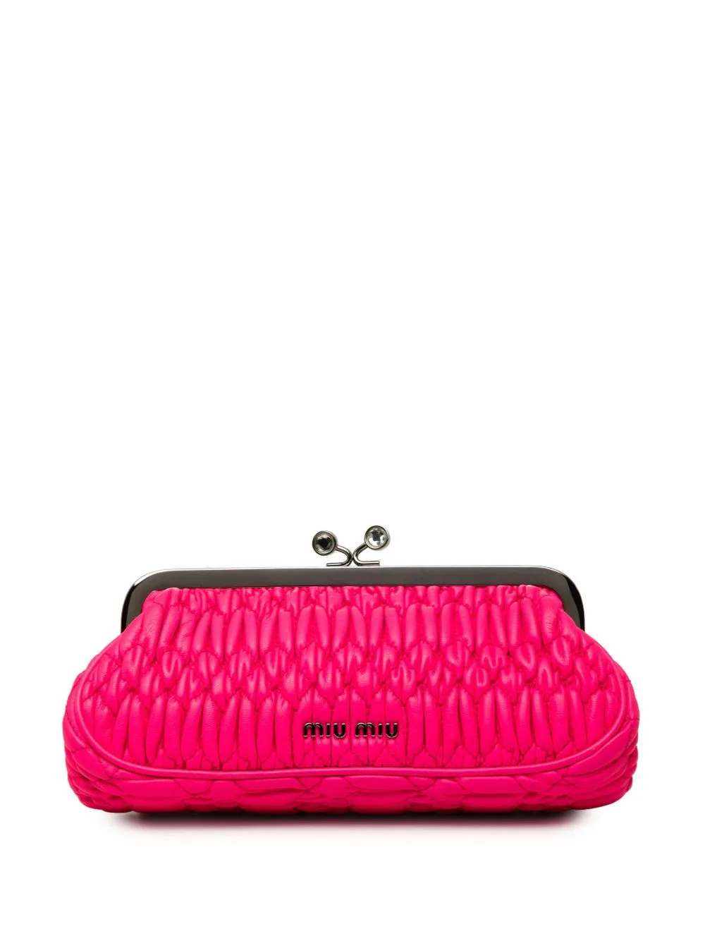 2010-2026 Matelasse Nappa Kiss Lock Frame Clutch Bag by Miu Miu Pre-Owned