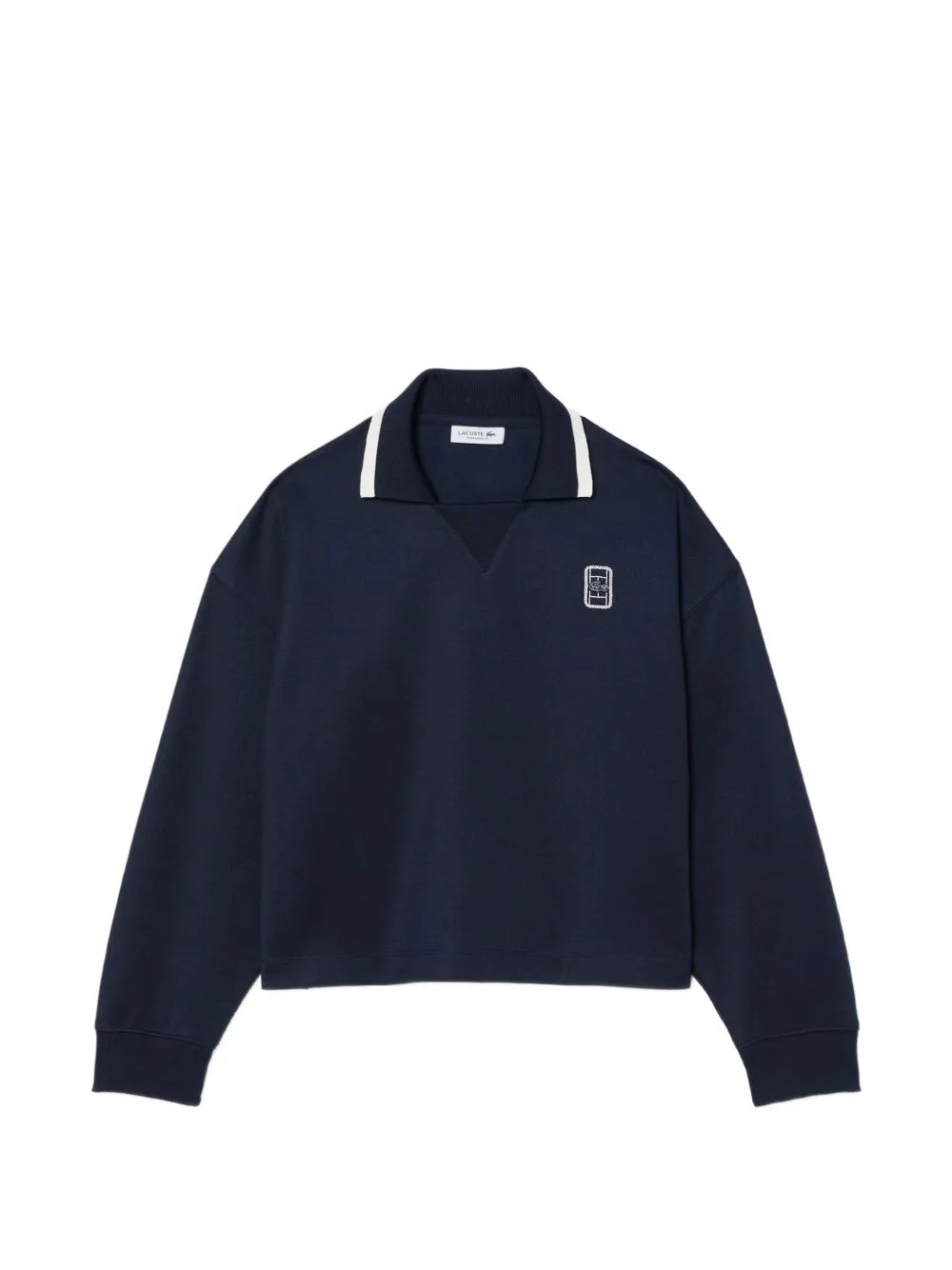 Oversized Polo-Collar Piqué Sweatshirt