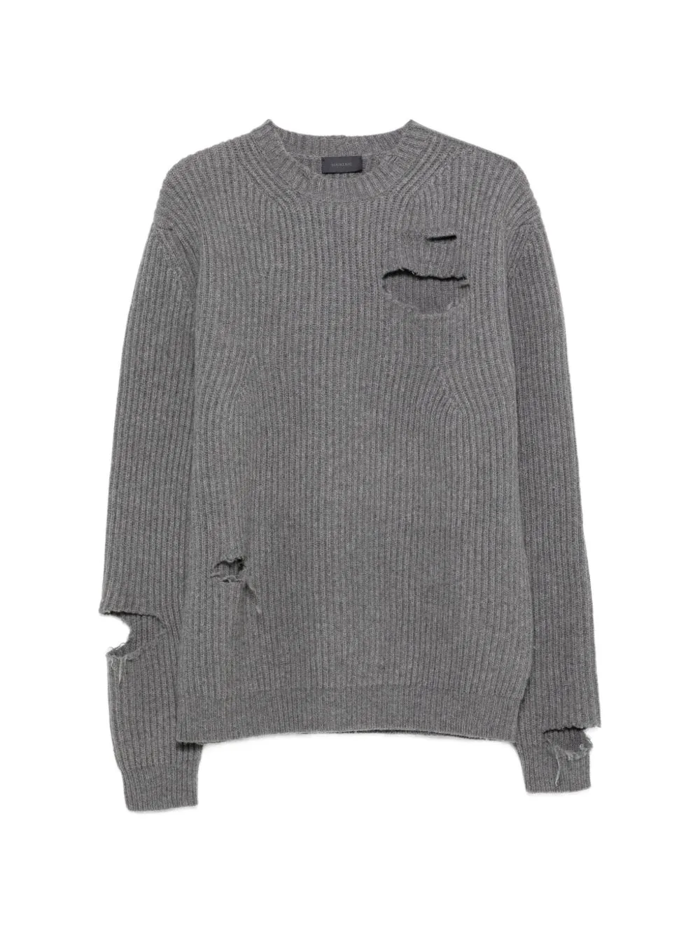 Linden Distressed Ribbed-Knit Sweater by Haikure