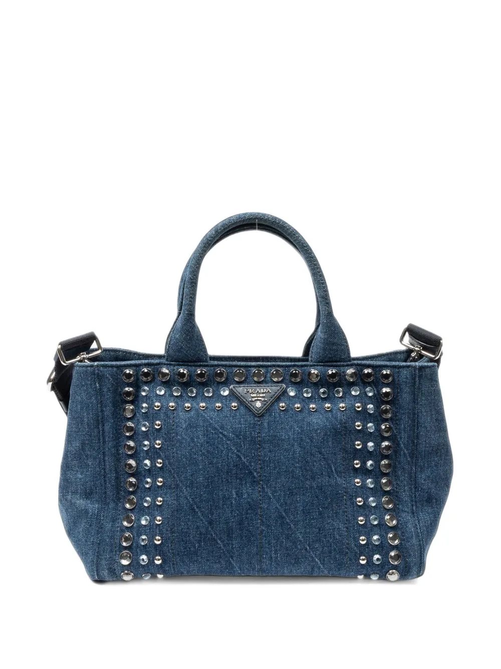Small Canapa Rhinestone Tote Bag by Prada Pre-Owned