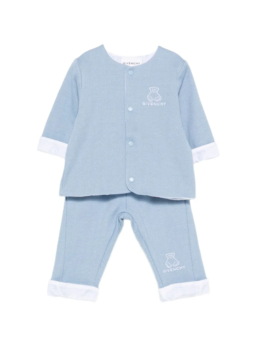 Herringbone-Pattern Embroidered-Logo Trousers Set of Three by Givenchy Kids