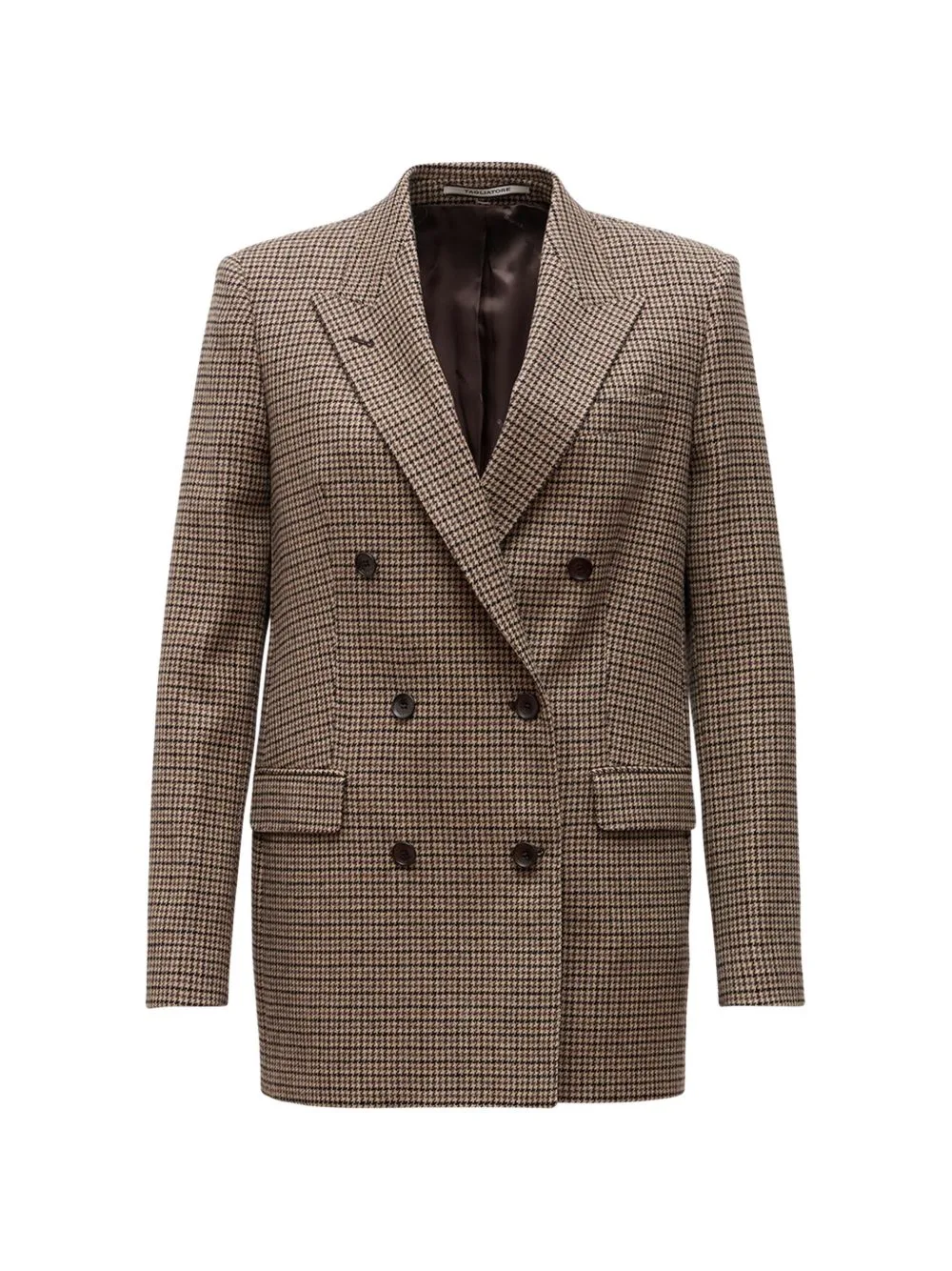 Double-Breasted Houndstooth Blazer
