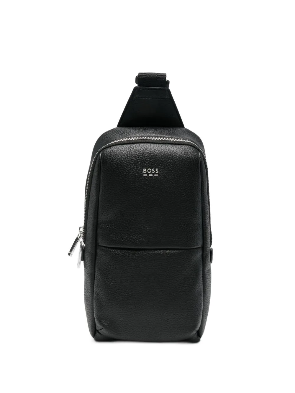 Ray Pebbled-Texture Logo-Plaque Messenger Bag by BOSS