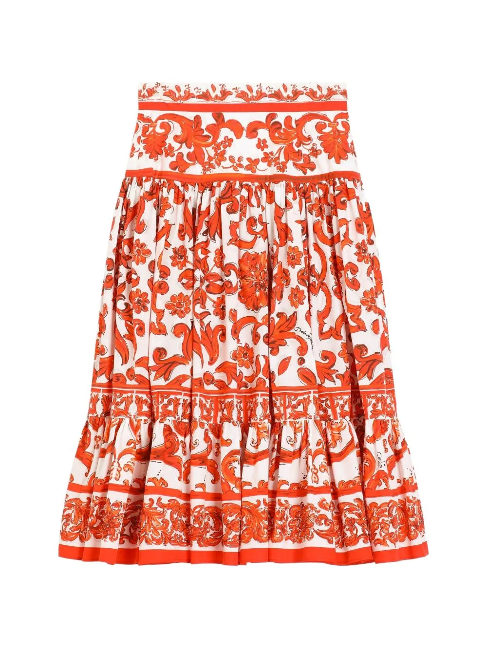 Majolica-Print Poplin Skirt by Dolce & Gabbana Kids