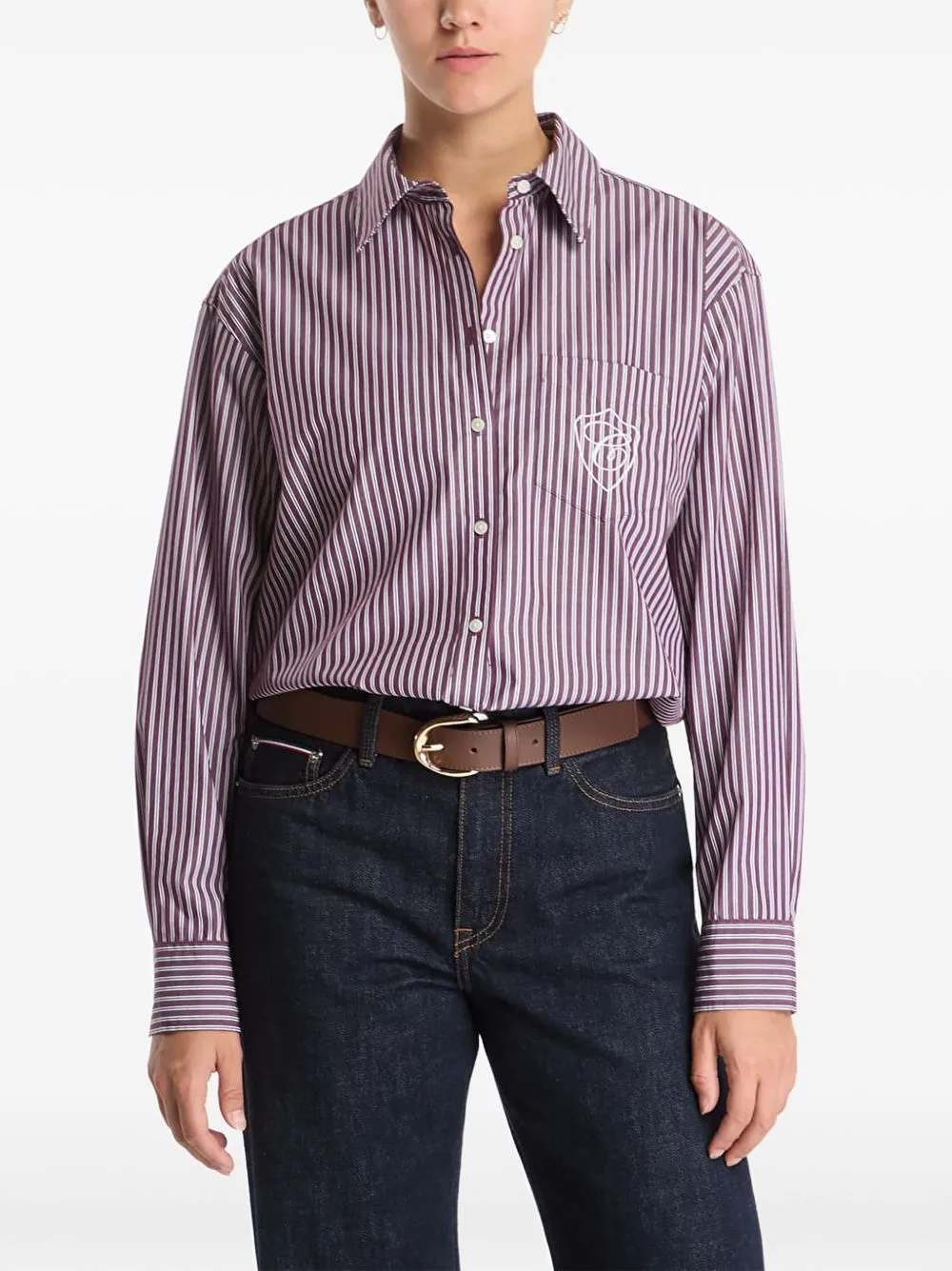 Vertical-Stripe Logo-Embroidered Shirt by Gant
