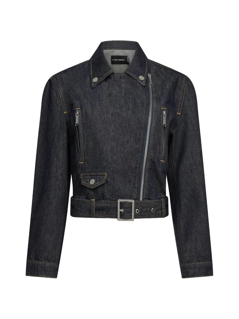 Belted Denim Jacket by Karl Lagerfeld