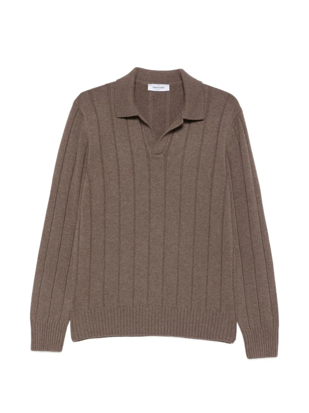 Ribbed-Knit Polo Sweater by Gran Sasso