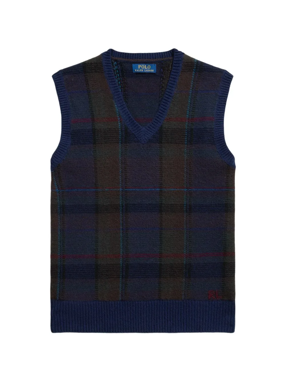 Plaid Wool-Cotton Sleeveless Jumper