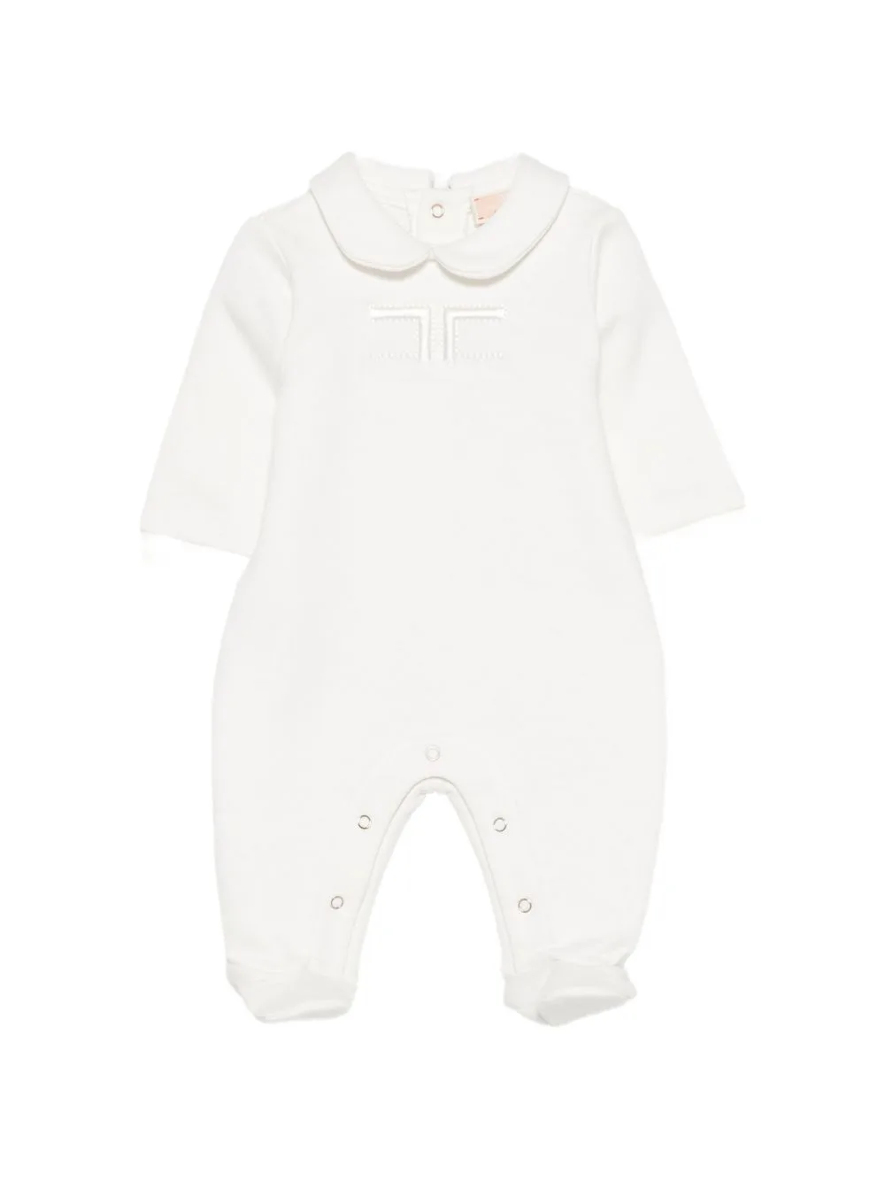 Logo-Embroidered Peter Pan Collar Playsuit by Elisabetta Franchi Kids