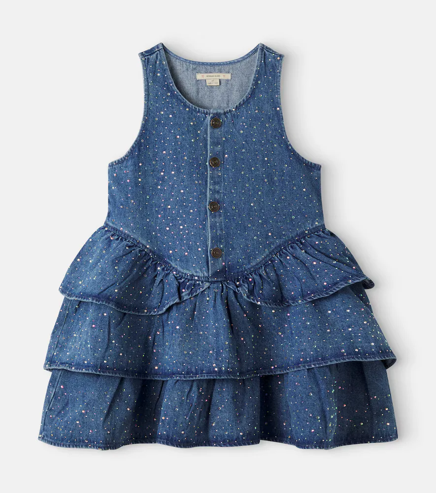 Konges Sløjd Elba Embellished Tiered Denim Dress by Konges Slojd