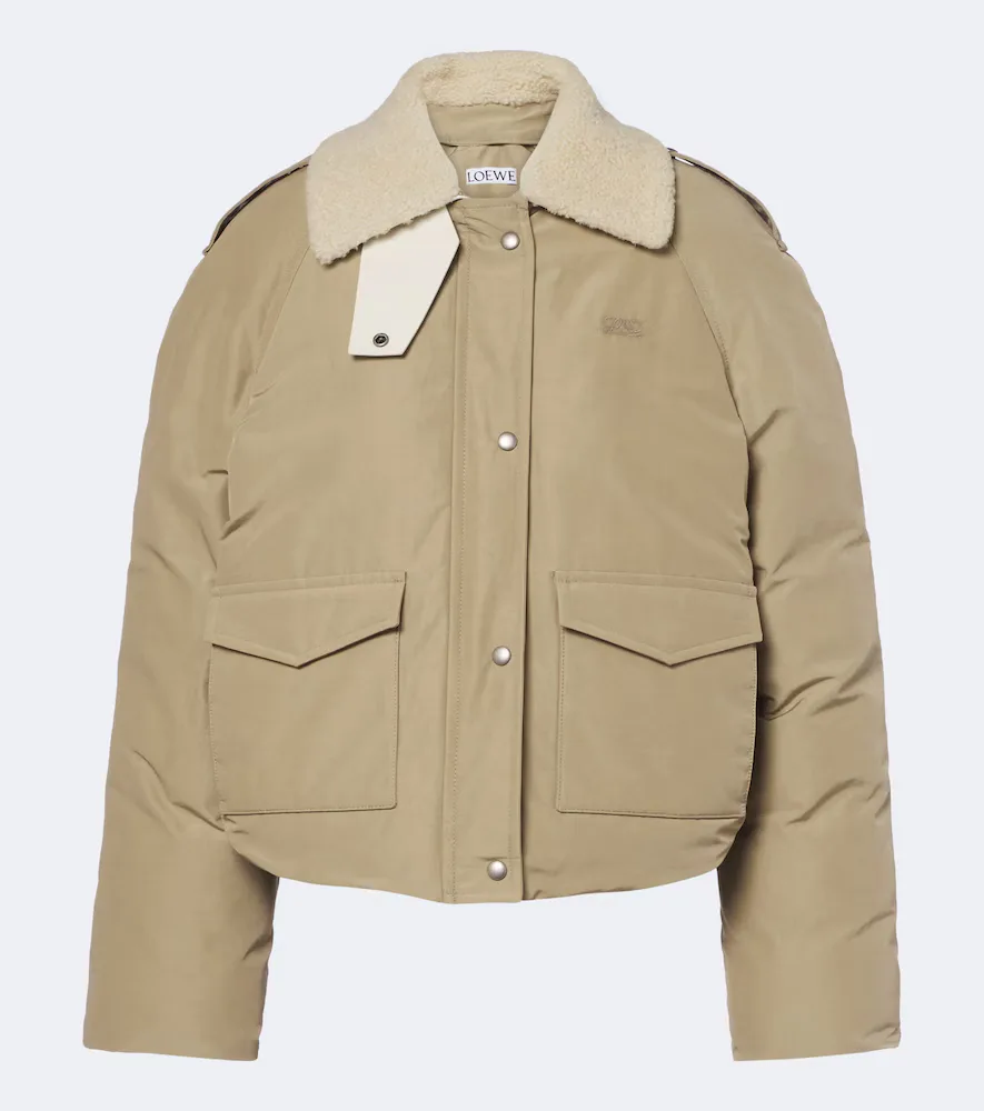 Padded Shearling-Trimmed Cotton-Blend Jacket by Loewe