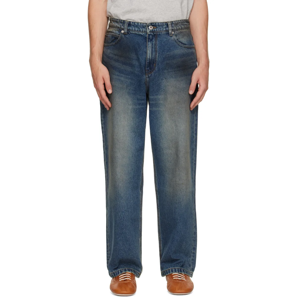 Straight Cut Dirty Wash Jeans by COOR