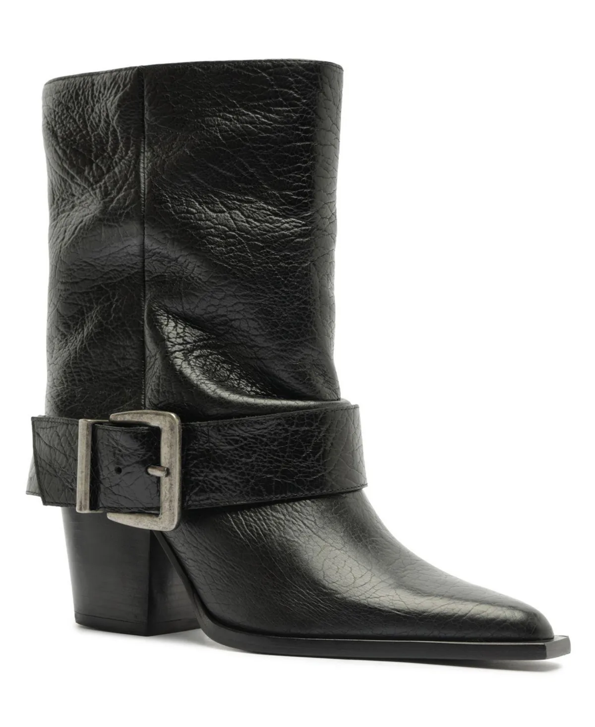 Parker Buckle Block Heel Dress Booties by Schutz