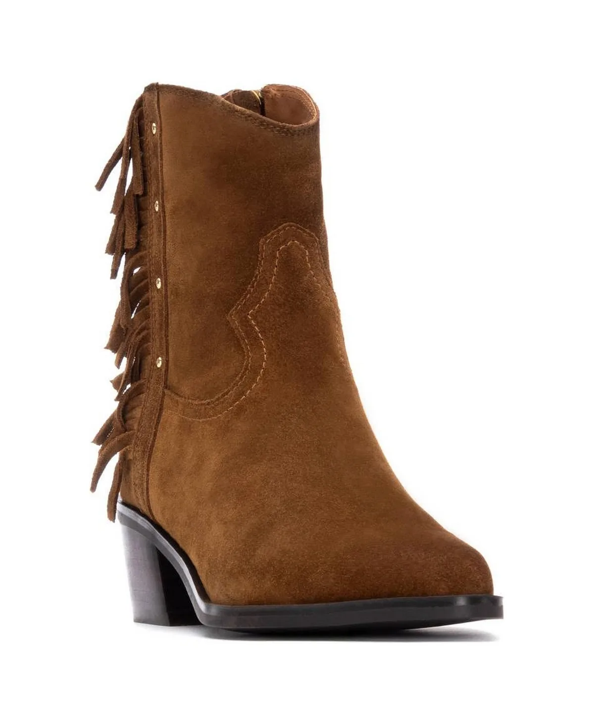 Suede Fringe Ankle Booties Carmela Collection