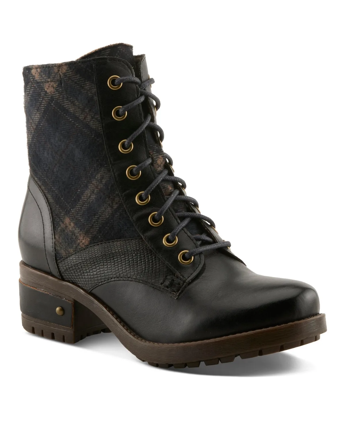 Marty-Plaid Lace-Up Boots with Heritage Styling by L'artiste