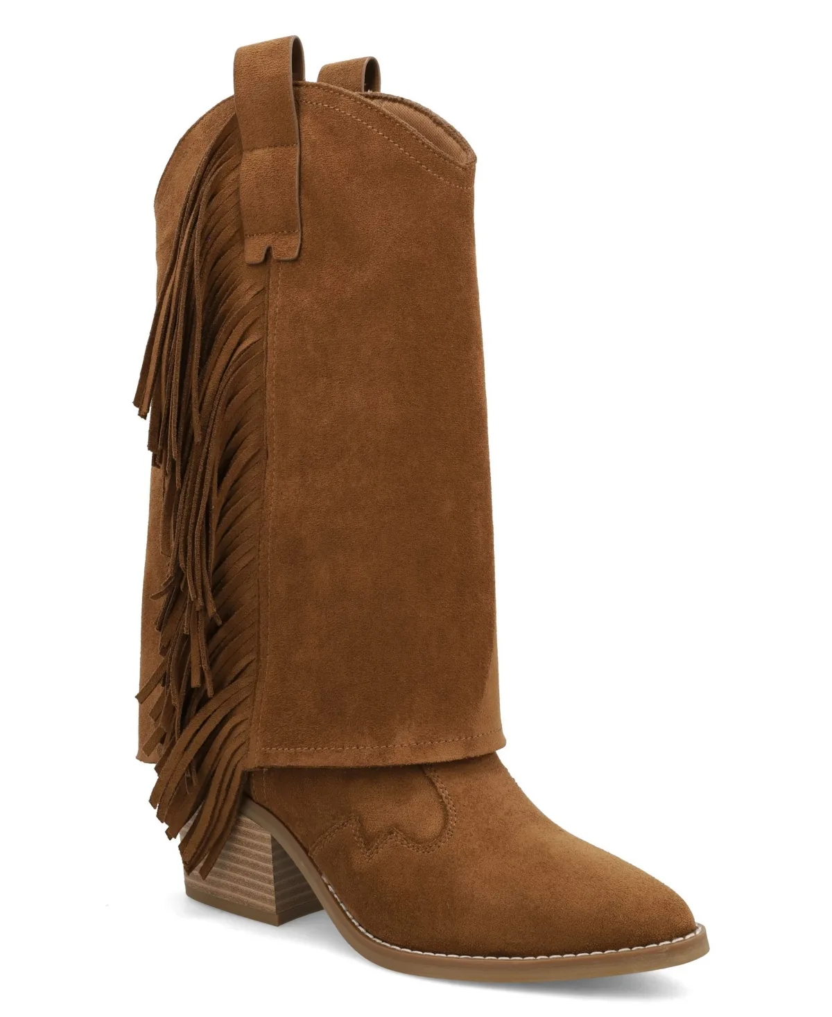 Cordell Fringe Pointed Toe Block Heel Boots