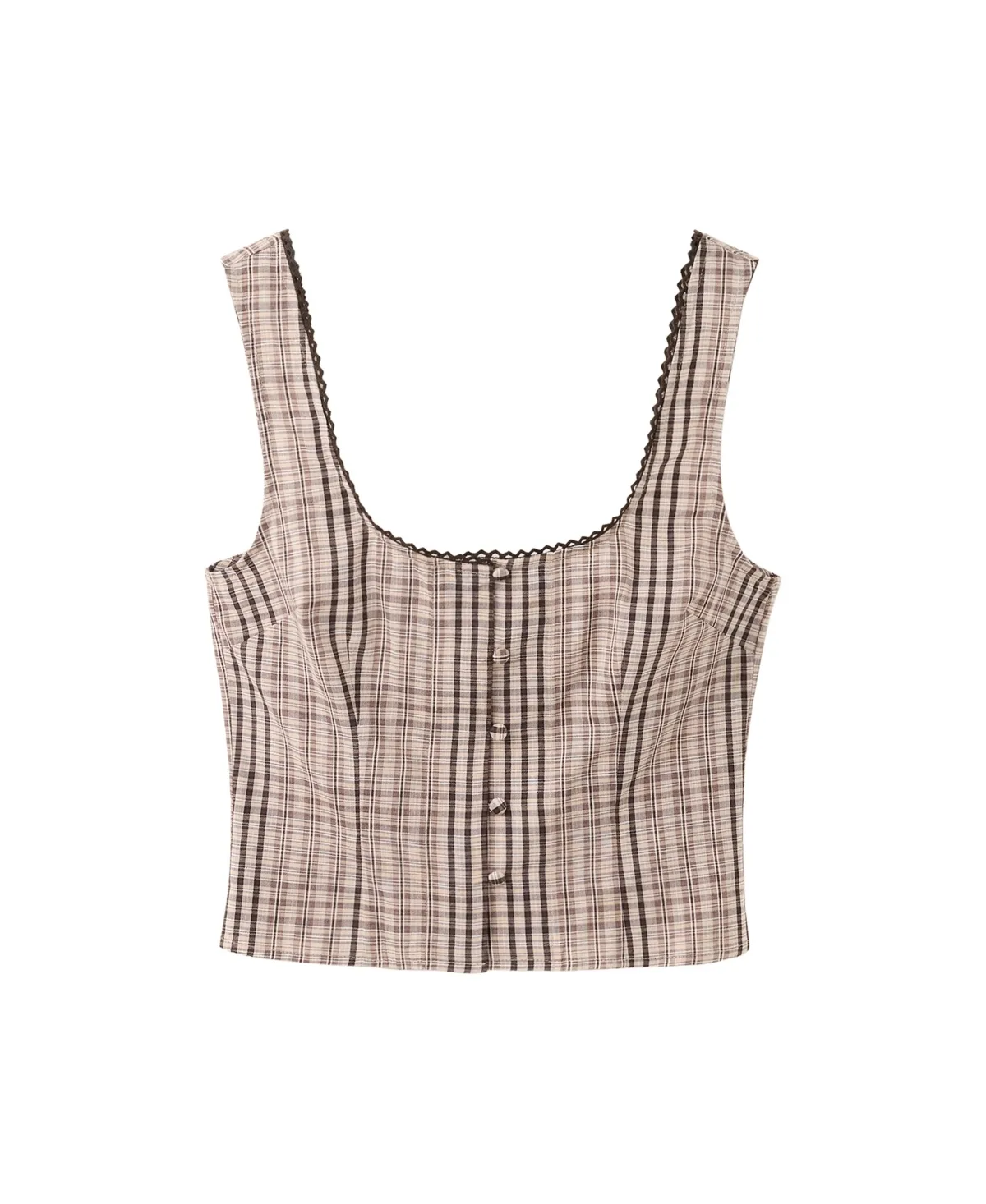 Checkered Cotton Top by Mango