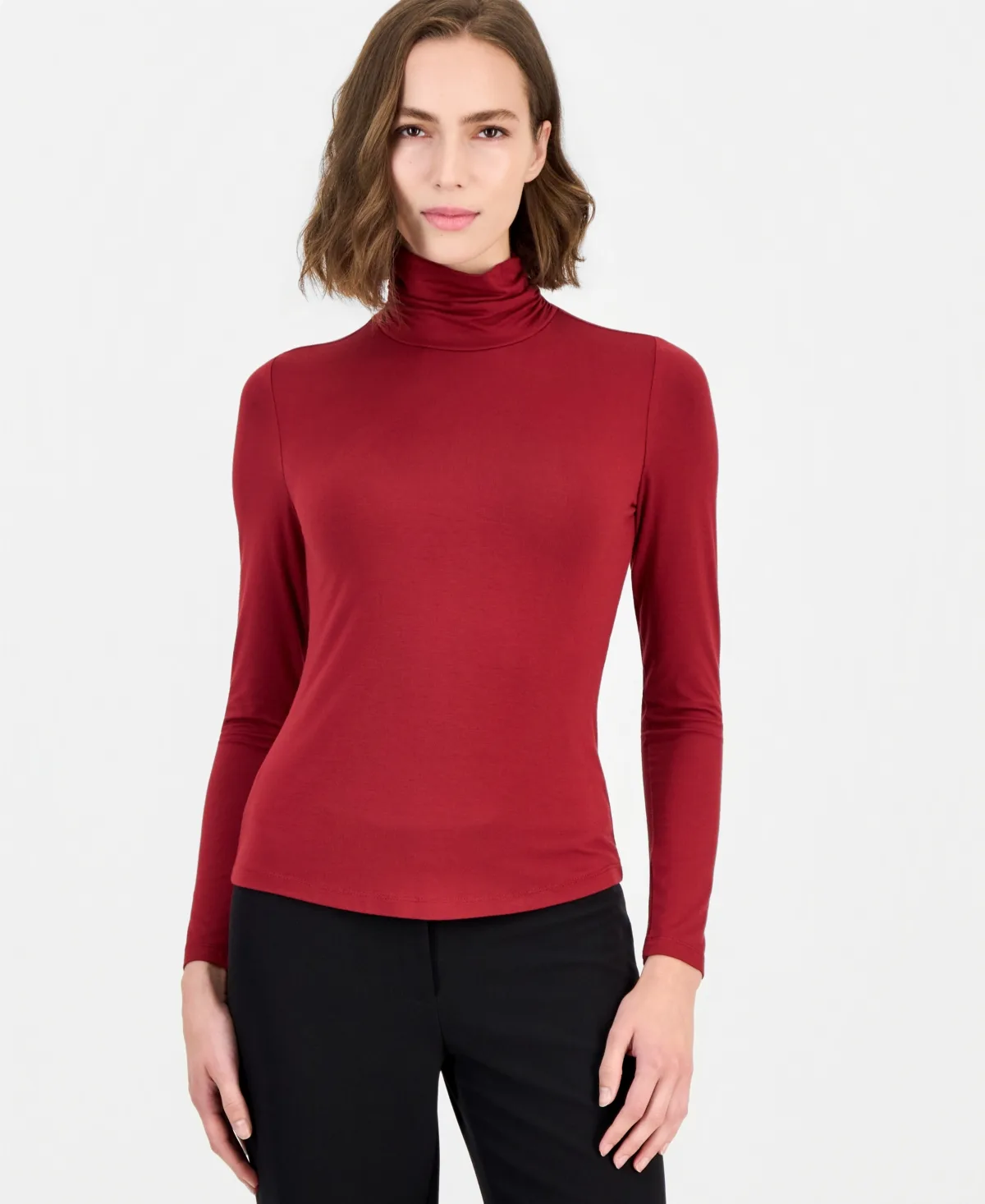 Long-Sleeve Shirred Turtleneck Top by T Tahari