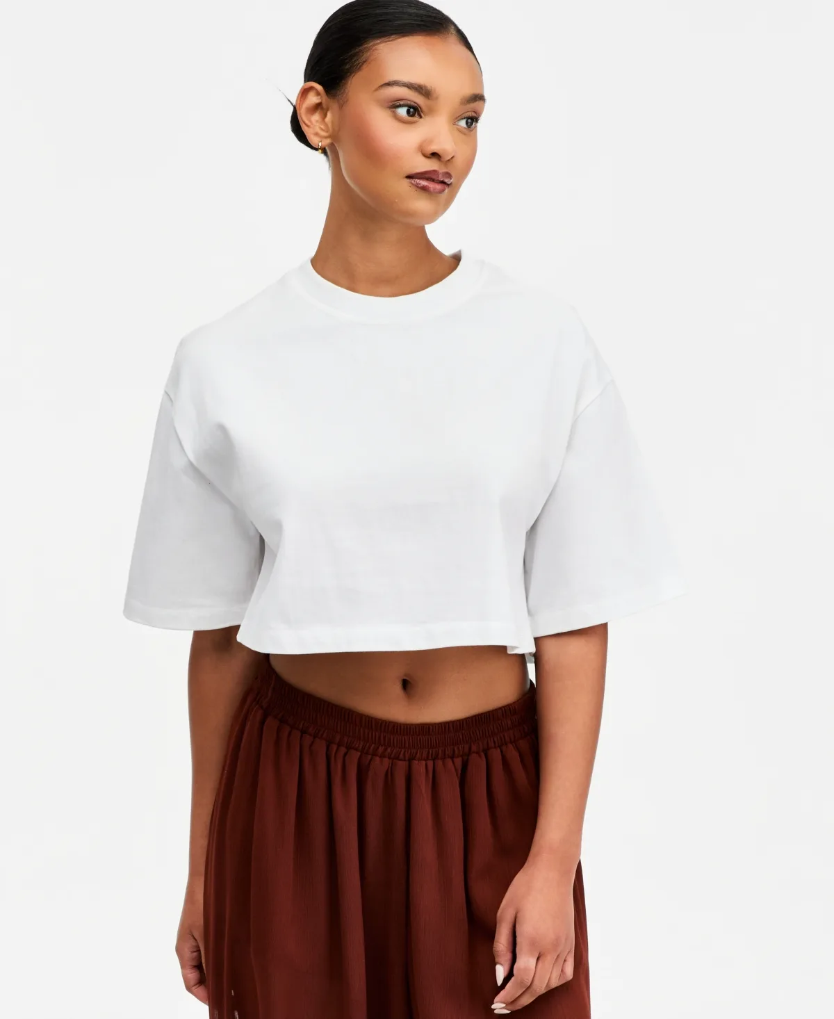 Heavyweight Cropped Cotton T-Shirt by Bar Iii