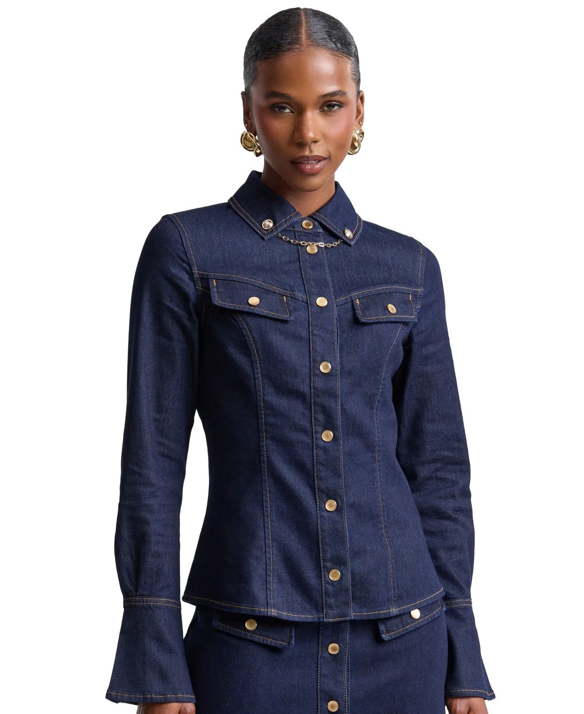 Button-Front Collared Top by Avec Les Filles