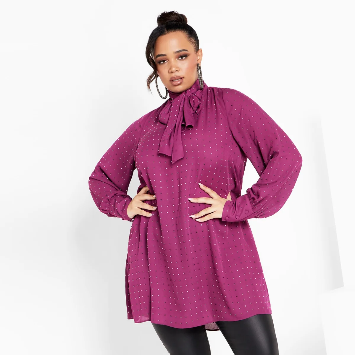 Nailhead Tunic Top by City Chic