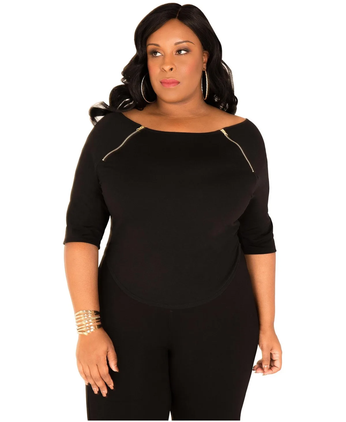 Zipper Shoulders Short Sleeve T-Shirt by Poetic Justice