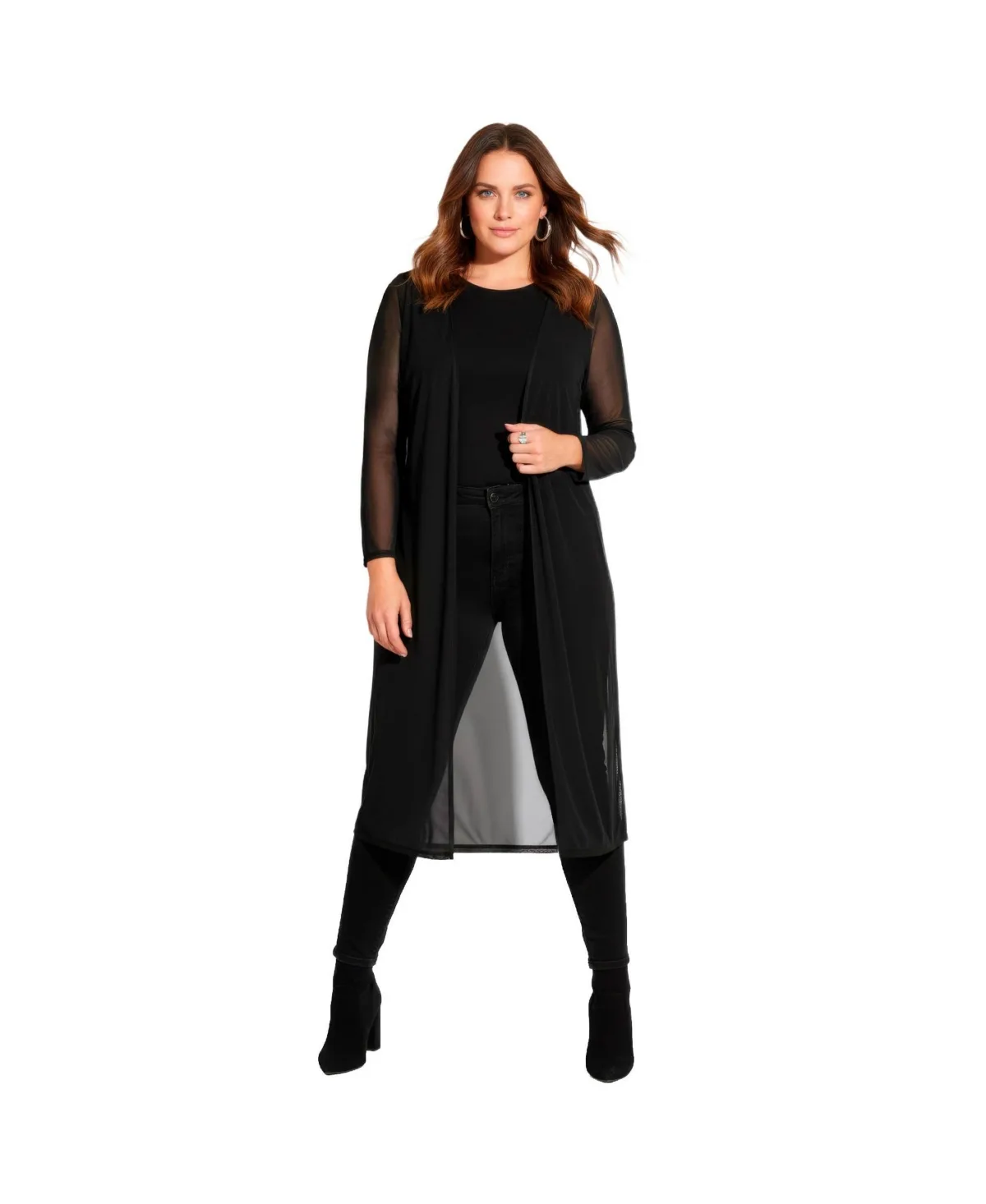 Long Sleeve Mesh Duster by Avenue