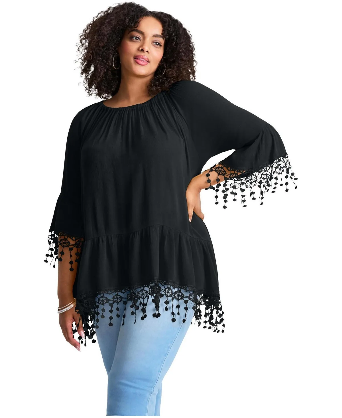 Crochet Fringe Trim Tunic