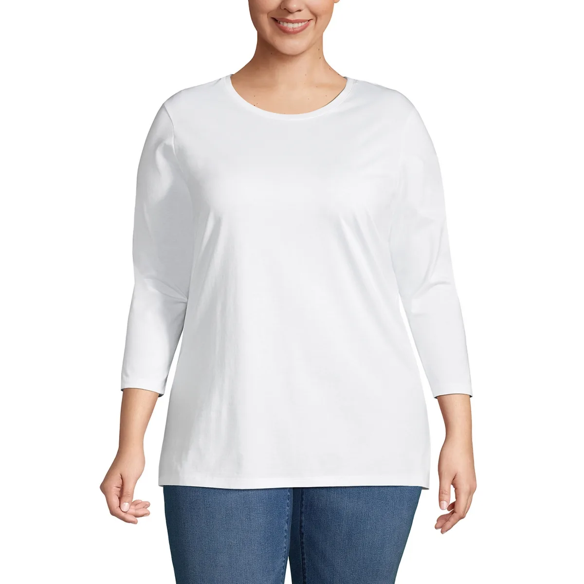 3/4 Sleeve Cotton Supima Crewneck Tunic by Lands' End