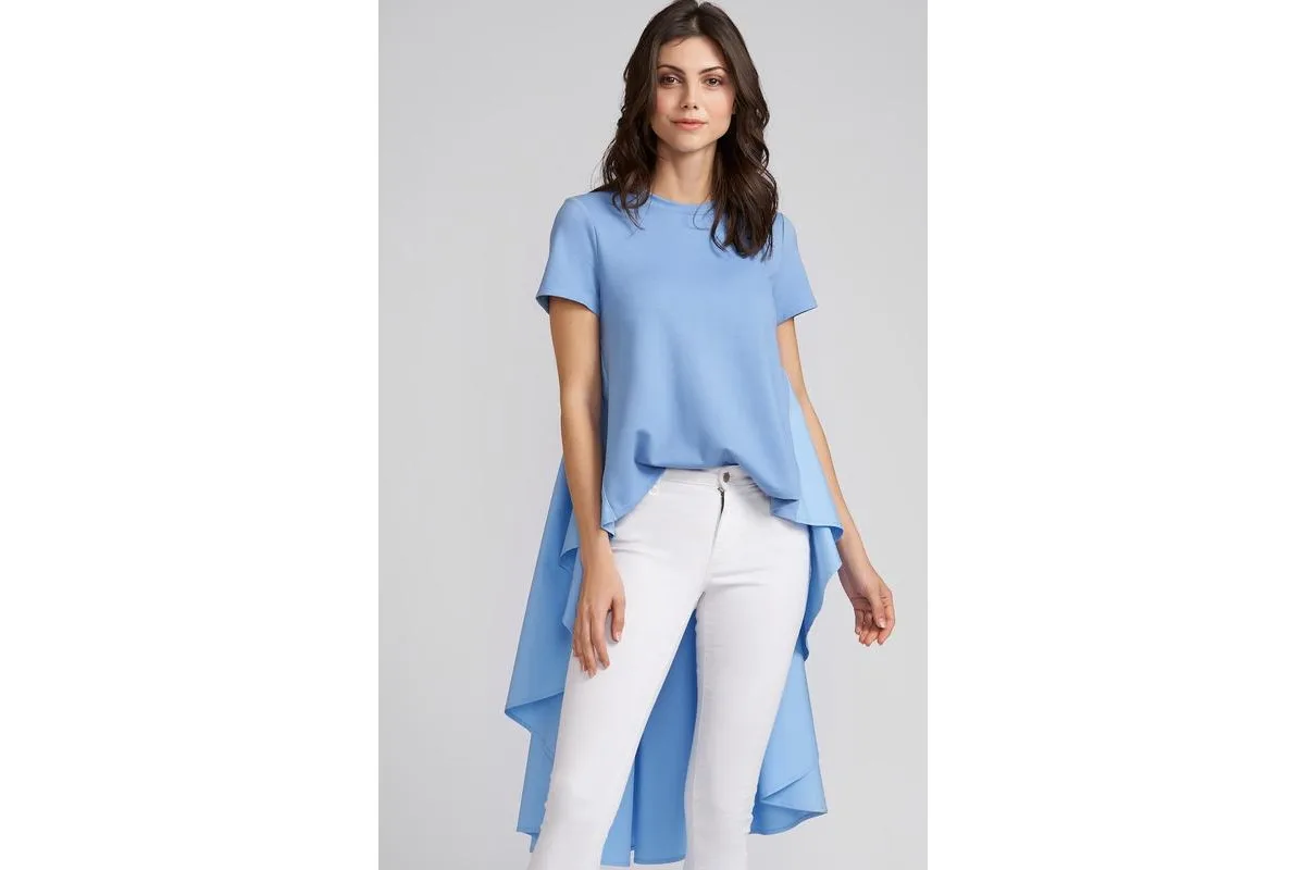 Piper High Low Short Sleeve Top by Caldwell Collection