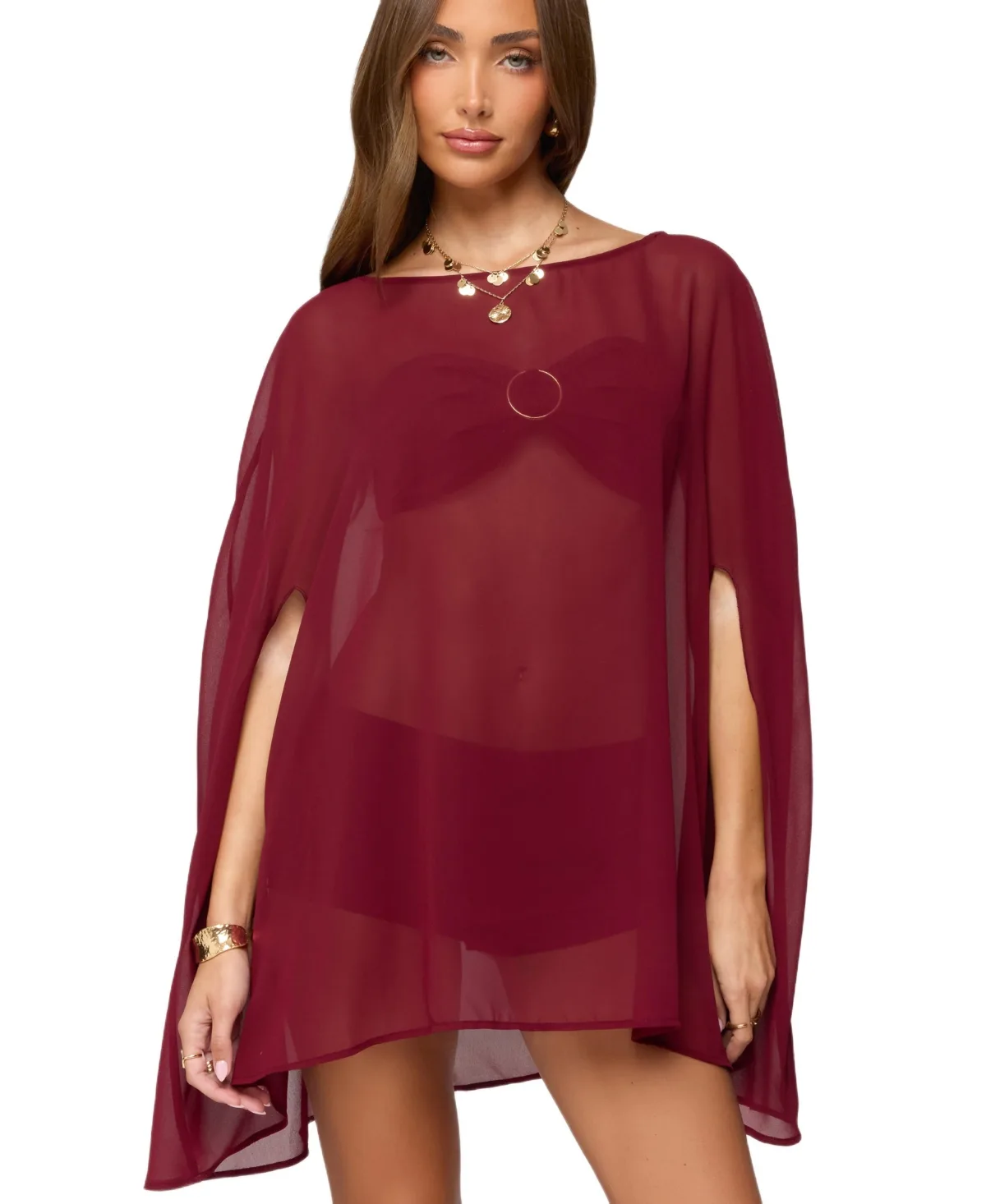 Mckenzie Sheer Chiffon Poncho by Edikted