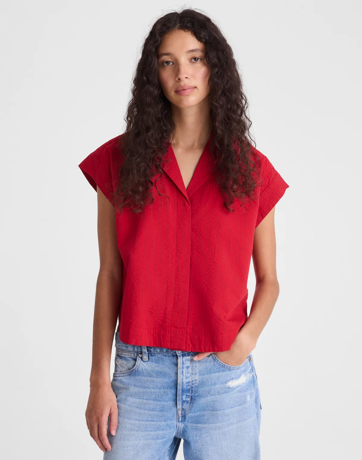 Notch-Collar Shirt in Seersucker by MW