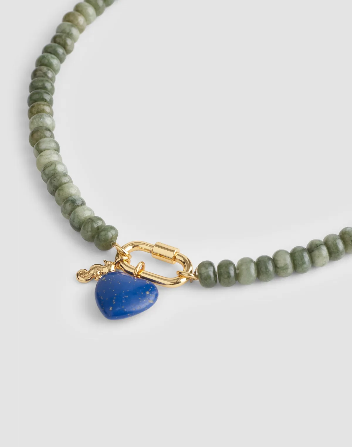 Semiprecious Beaded Carabiner Charm Necklace by MW
