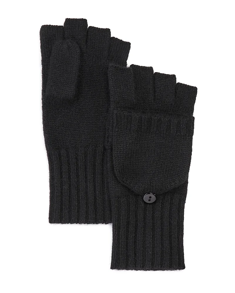 Ribbed Knit Cashmere Pop Top Mittens