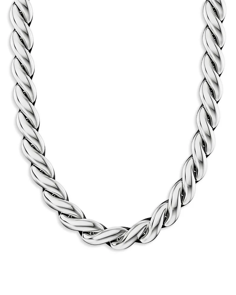 Sculpted Cable Chain Necklace in Sterling Silver, 10mm
