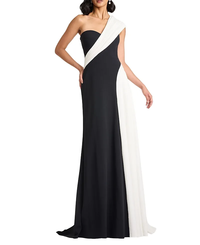 Belman One-Shoulder Draped Gown by Tadashi