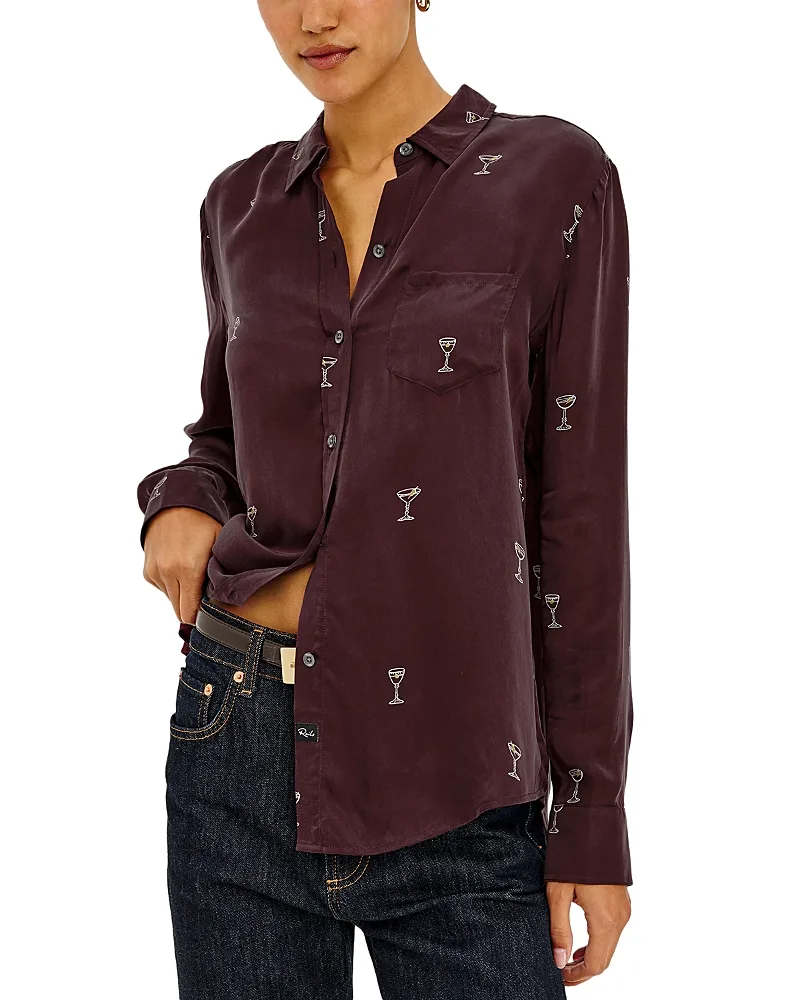 Alyssa Long Sleeve Printed Woven Top by Rails