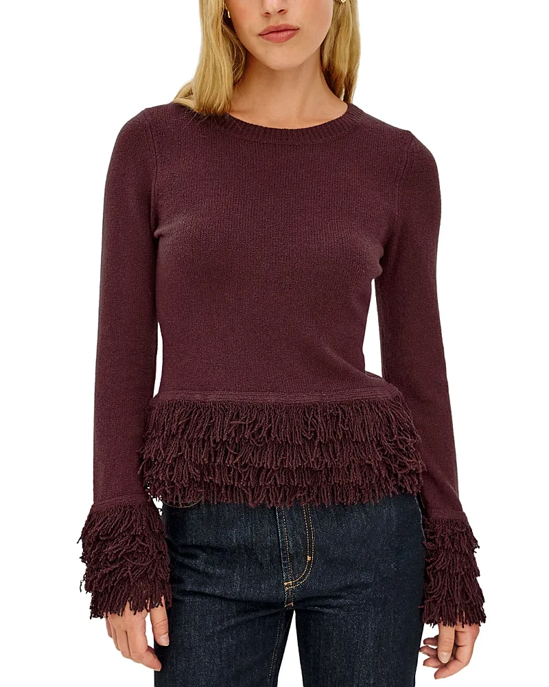 Carmen Fringe Crewneck Top by Rails
